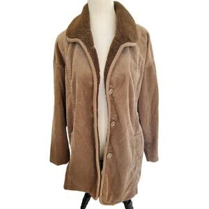J.Jill Cord Corduroy Barn Jacket Coat Sherpa collar Large